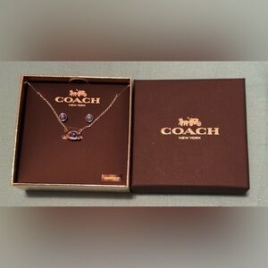 NWT-Coach boxed Signature C jewel set Lapis Blue stone silver